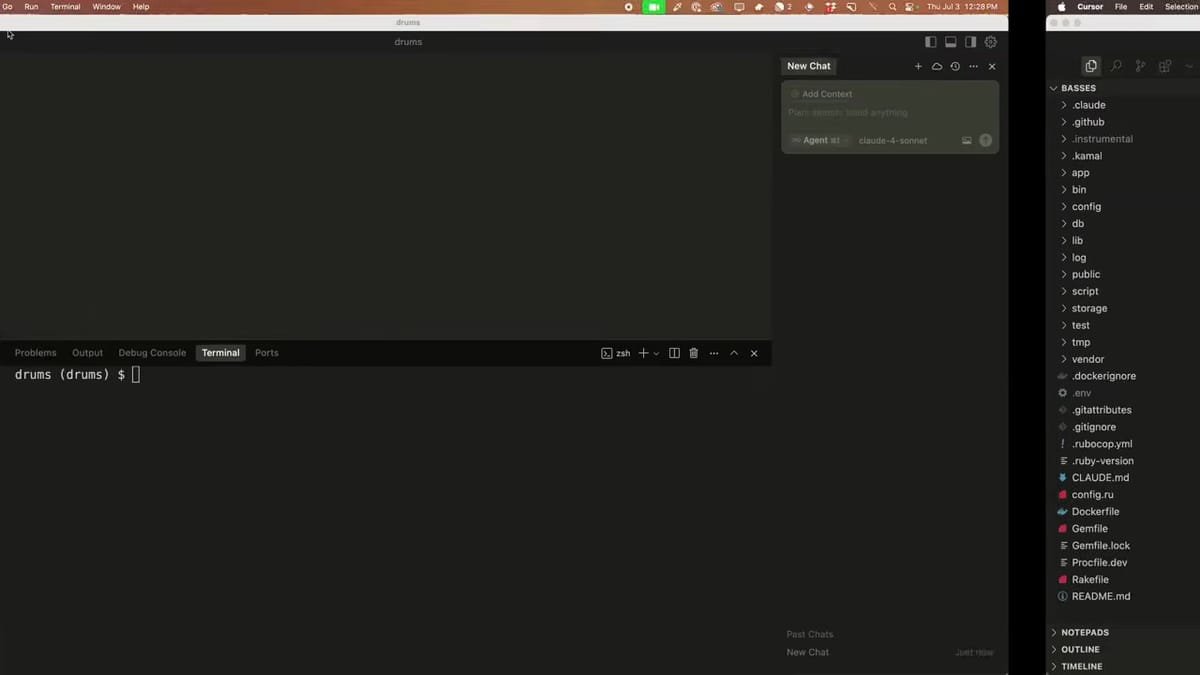 Video screenshot at 17:32 - Shows multiple editor windows/desktops open (main, drums, bases, keyboards), illustrating separate w