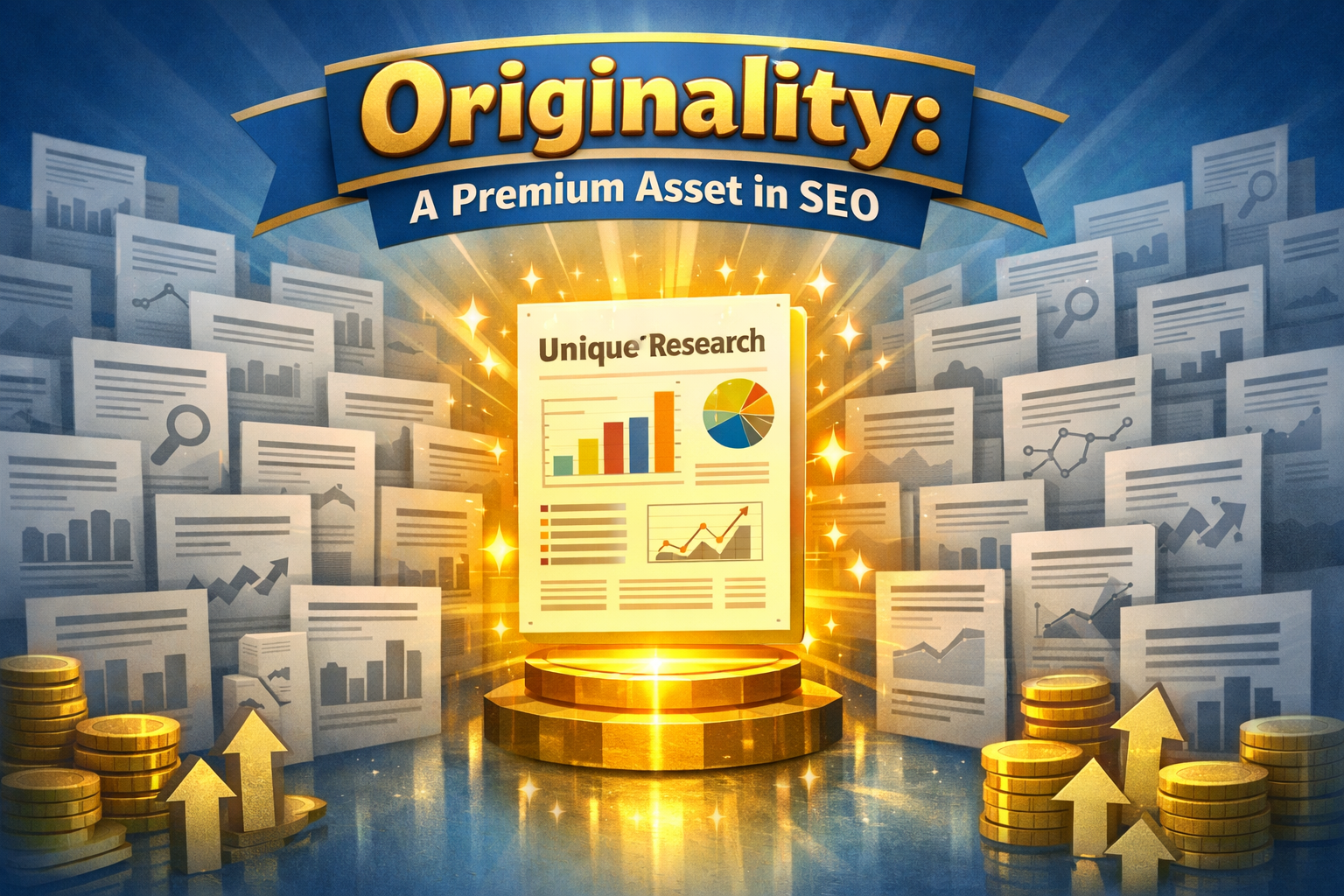 Unique research data showing originality as premium SEO asset for AI search visibility and brand rankings
